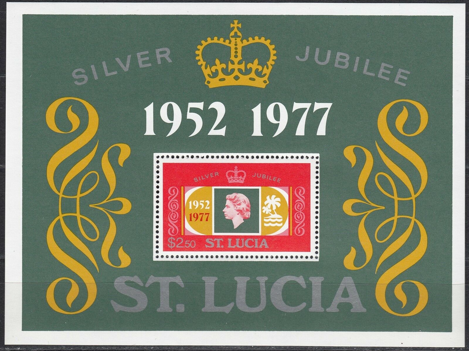 St. Lucia Nr. 411** (bl. 11**) Silver Jubilee Queen Elizabeth Ii.